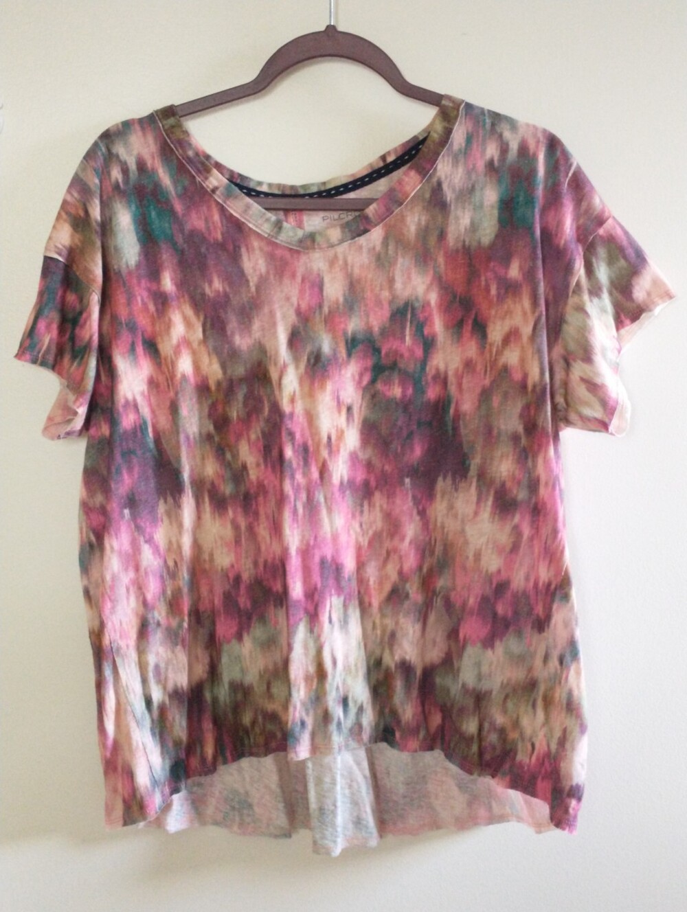 Anthropologie Pilcro Artsy Watercolor Tie-Dye Linen Cotton Tee Top M